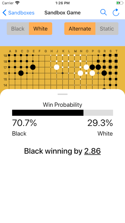 Professional go game opening score